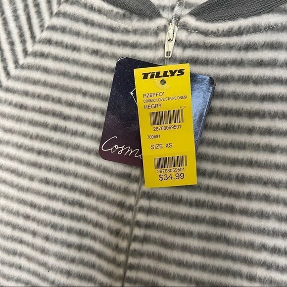 cosmic love fleece striped zip up onsie - Picture 4 of 4